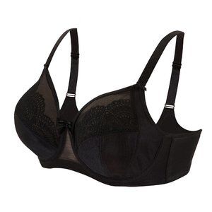 Set of 3! 42D Glamorise ELEGANCE Bra (UNDERWIRED) Lace STRETCH-STRAPS BLACK NEW